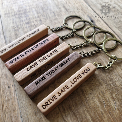 Wood Keychain, Wooden keyring ,Engraved Keychain, (Copy) Rokkigifts