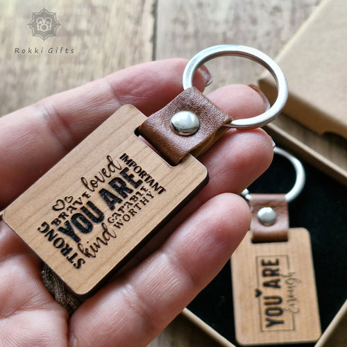 Wood Keychain, Wooden keyring ,Engraved Keychain, (Copy) Rokkigifts
